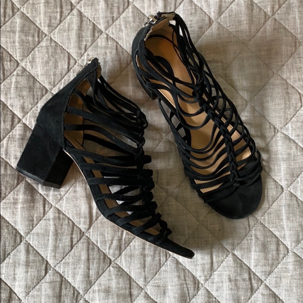 Black strappy heels